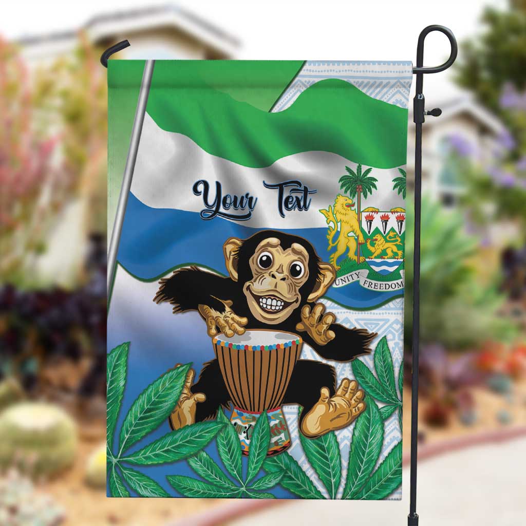 Personalised Afro Sierra Leone Garden Flag Chimp With Drum - Happy Independence Day LT14