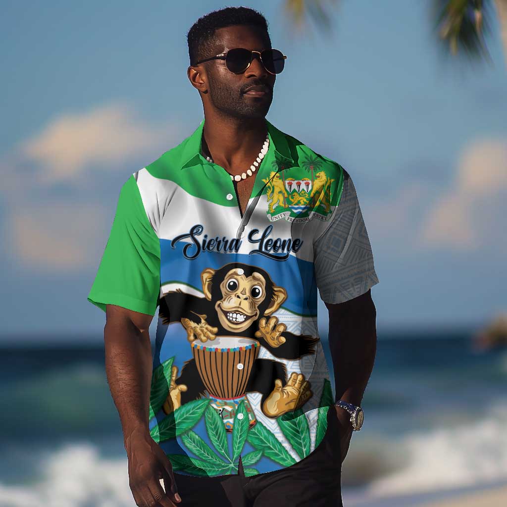 Personalised Afro Sierra Leone Hawaiian Shirt Chimp With Drum - Happy Independence Day LT14
