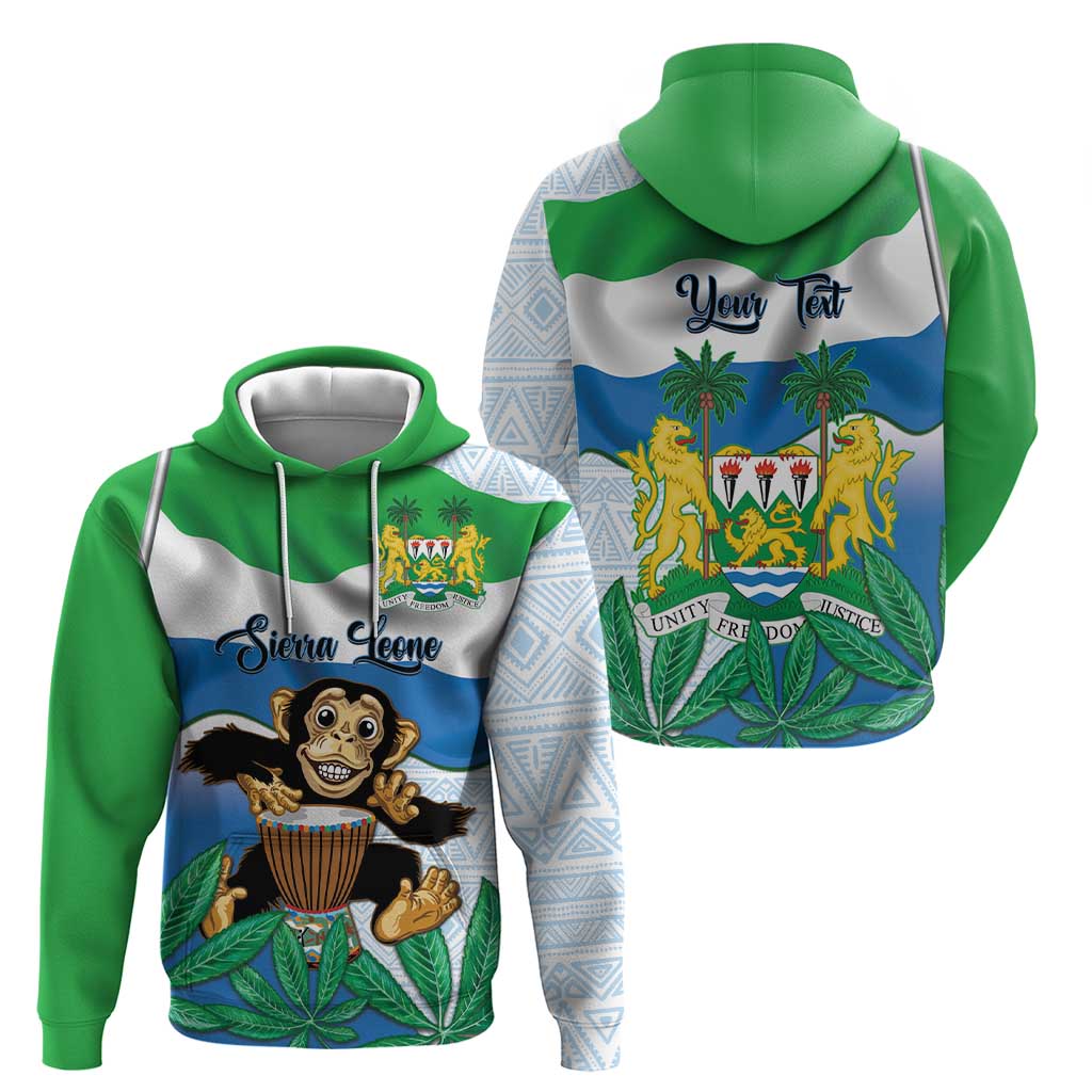 Personalised Sierra Leone Independence Day Hoodie Funny Chimpanzee With Drum LT14