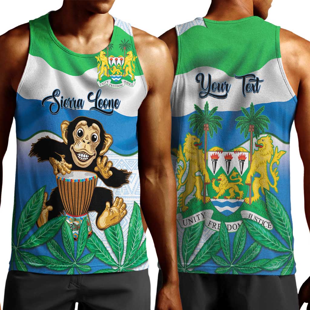 Personalised Afro Sierra Leone Men Tank Top Chimp With Drum - Happy Independence Day LT14