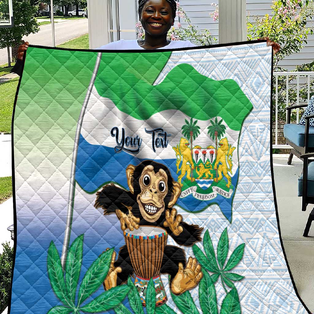 Personalised Afro Sierra Leone Quilt Chimp With Drum - Happy Independence Day LT14