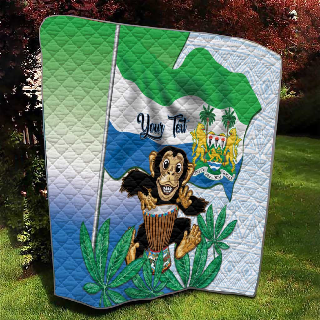 Personalised Afro Sierra Leone Quilt Chimp With Drum - Happy Independence Day LT14
