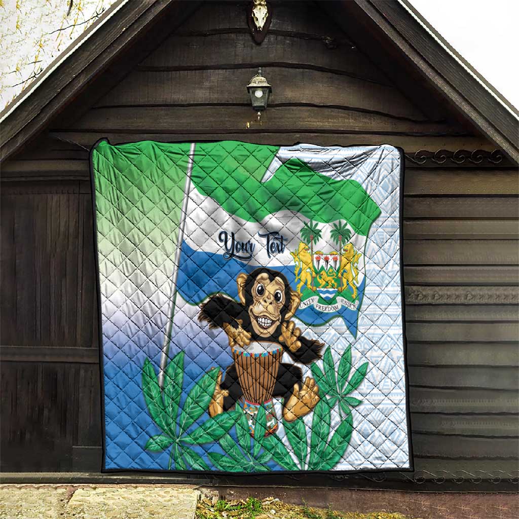 Personalised Afro Sierra Leone Quilt Chimp With Drum - Happy Independence Day LT14