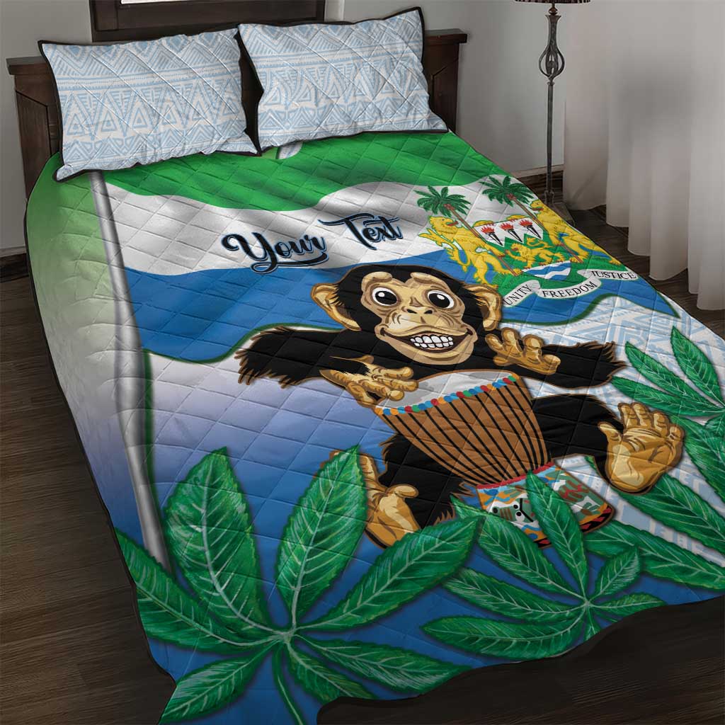Personalised Afro Sierra Leone Quilt Bed Set Chimp With Drum - Happy Independence Day LT14