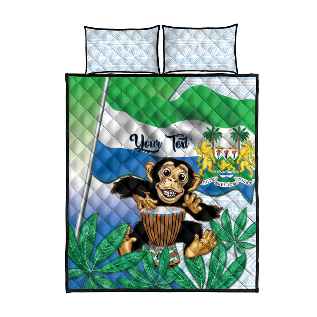 Personalised Afro Sierra Leone Quilt Bed Set Chimp With Drum - Happy Independence Day LT14