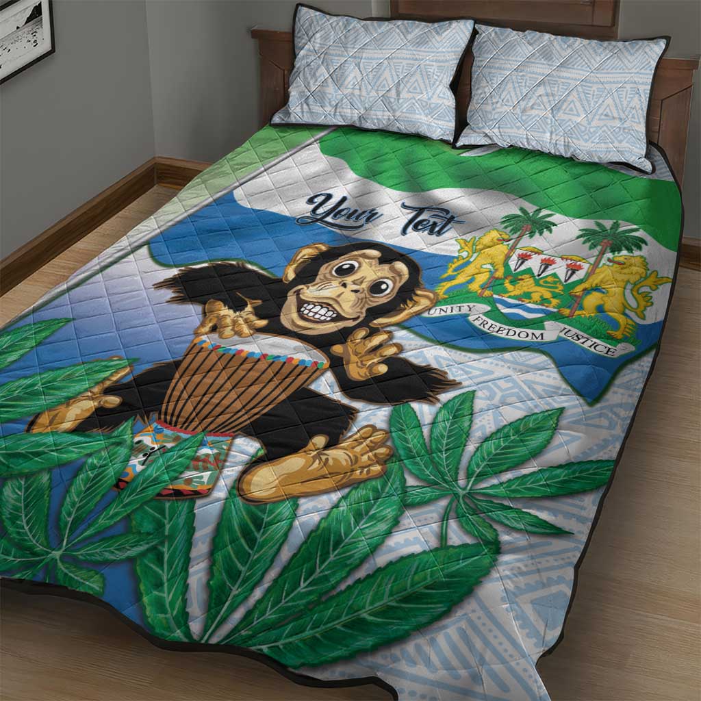 Personalised Afro Sierra Leone Quilt Bed Set Chimp With Drum - Happy Independence Day LT14