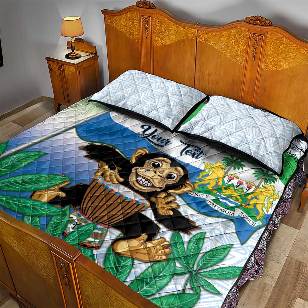 Personalised Afro Sierra Leone Quilt Bed Set Chimp With Drum - Happy Independence Day LT14
