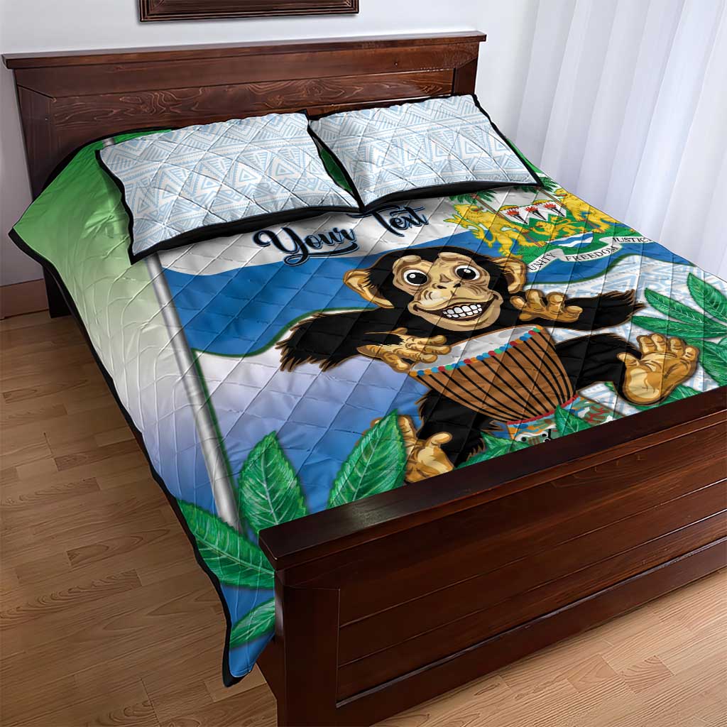 Personalised Afro Sierra Leone Quilt Bed Set Chimp With Drum - Happy Independence Day LT14