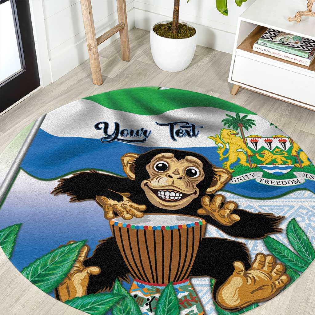 Personalised Afro Sierra Leone Round Carpet Chimp With Drum - Happy Independence Day LT14