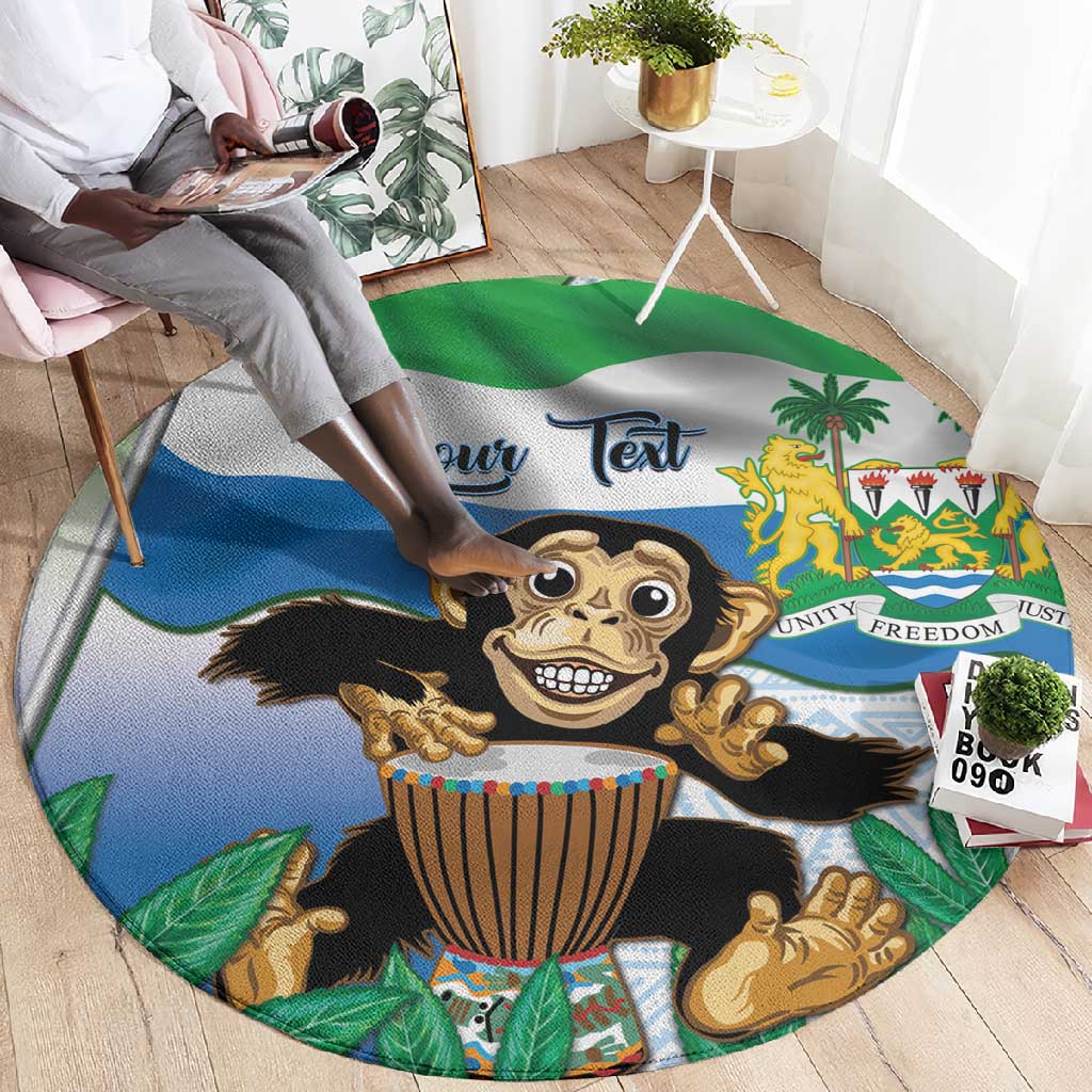 Personalised Afro Sierra Leone Round Carpet Chimp With Drum - Happy Independence Day LT14