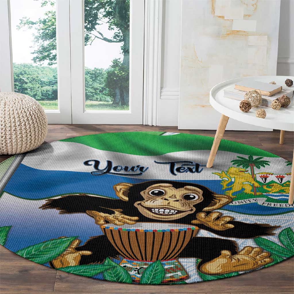 Personalised Afro Sierra Leone Round Carpet Chimp With Drum - Happy Independence Day LT14