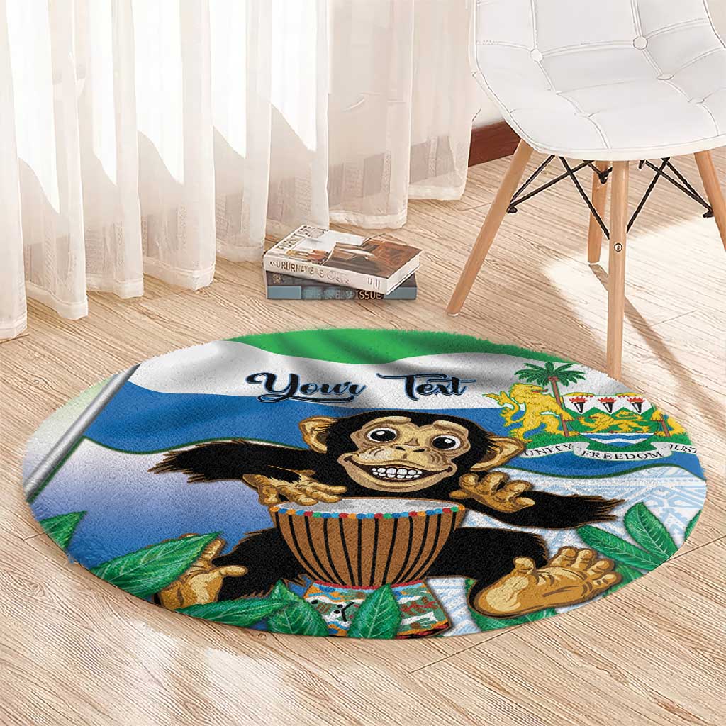 Personalised Afro Sierra Leone Round Carpet Chimp With Drum - Happy Independence Day LT14
