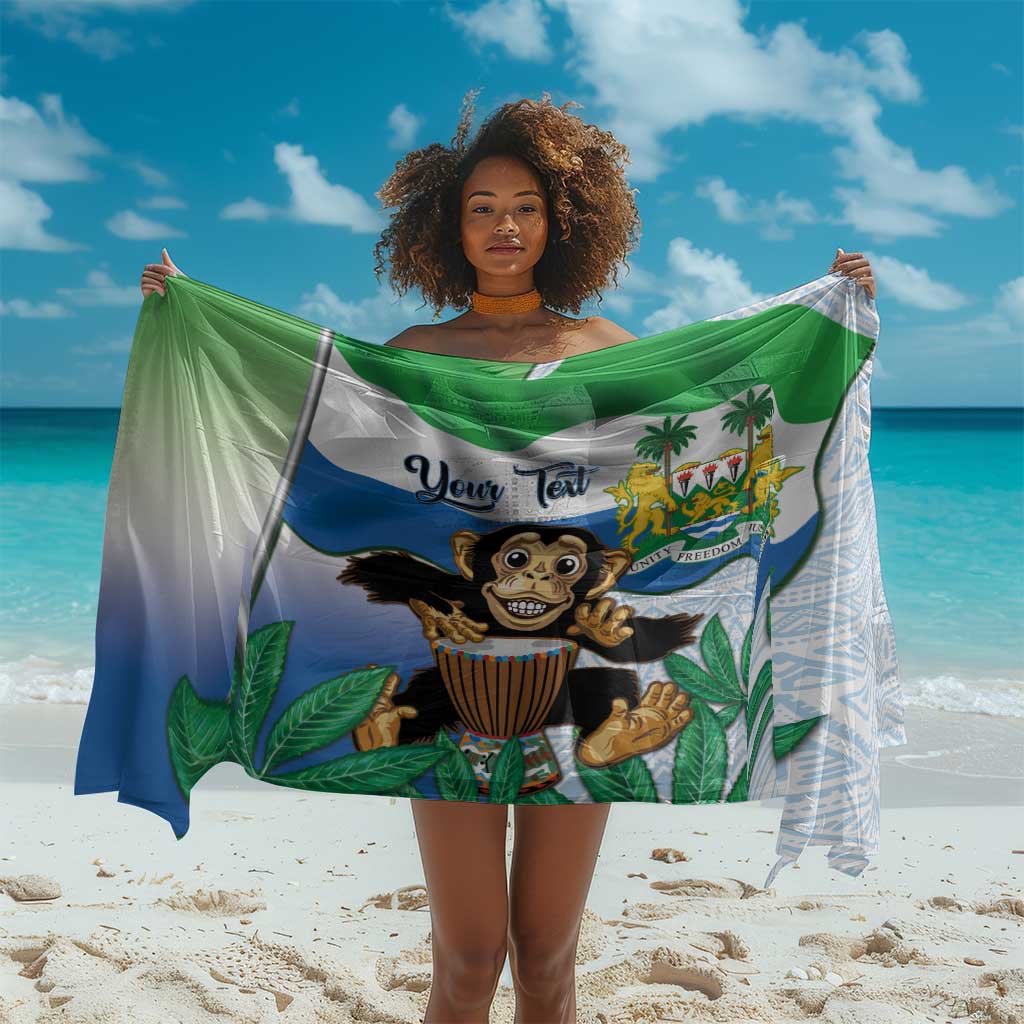 Personalised Afro Sierra Leone Sarong Chimp With Drum - Happy Independence Day LT14
