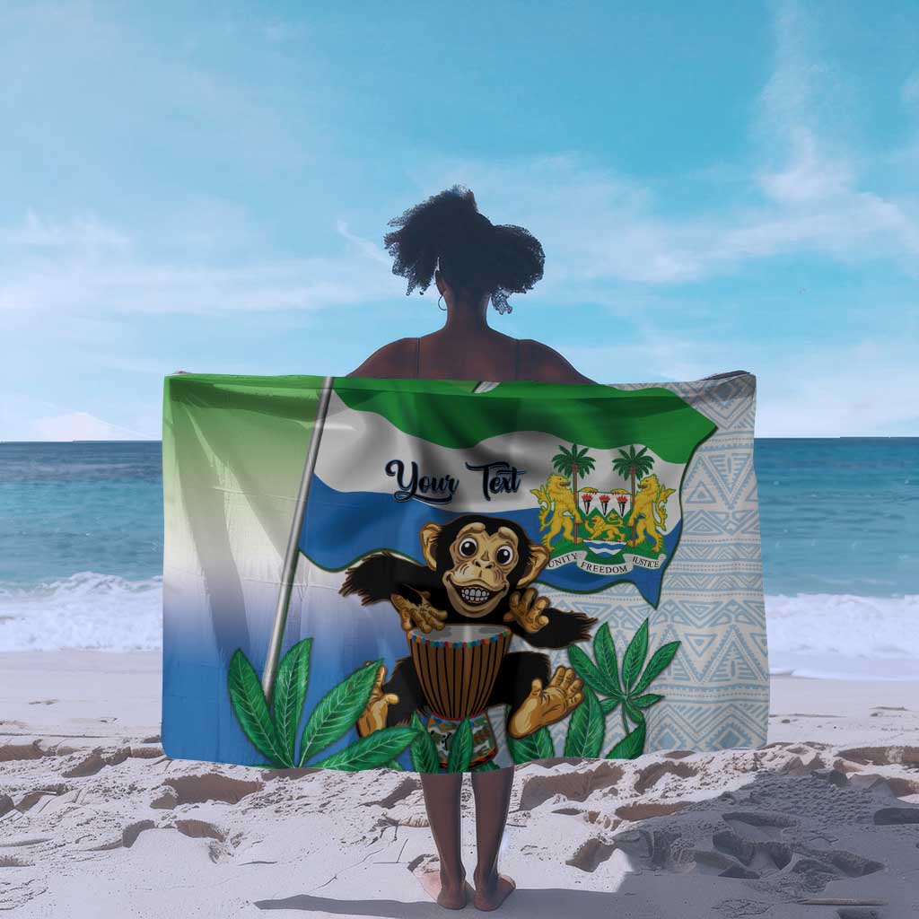 Personalised Afro Sierra Leone Sarong Chimp With Drum - Happy Independence Day LT14