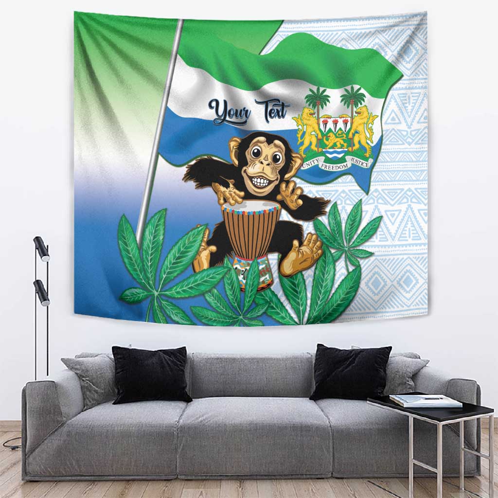 Personalised Afro Sierra Leone Tapestry Chimp With Drum - Happy Independence Day LT14