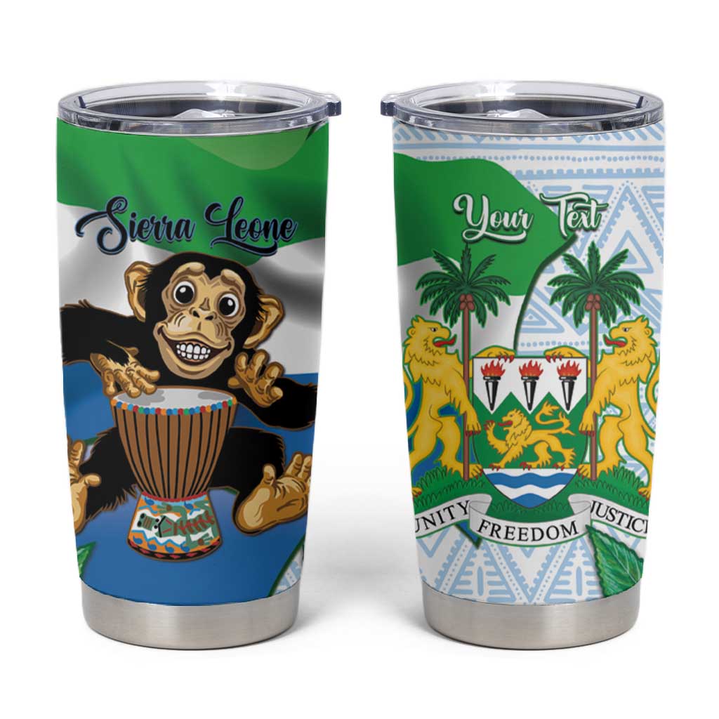 Personalised Afro Sierra Leone Tumbler Cup Chimp With Drum - Happy Independence Day LT14
