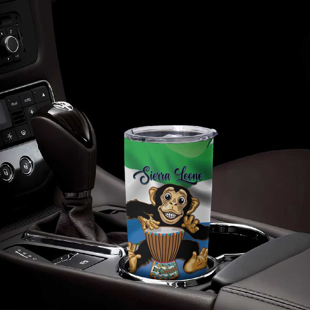 Personalised Afro Sierra Leone Tumbler Cup Chimp With Drum - Happy Independence Day LT14