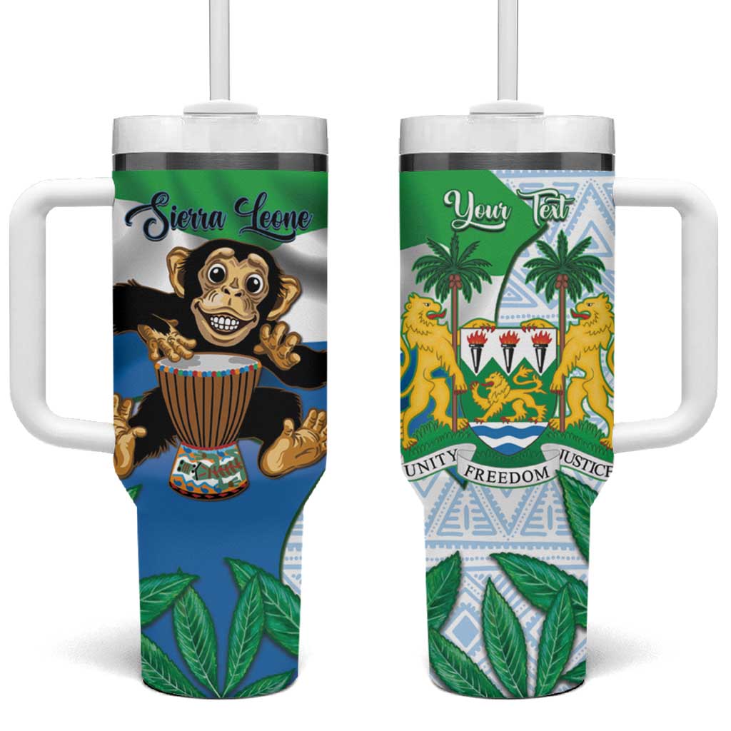 Personalised Afro Sierra Leone Tumbler With Handle Chimp With Drum - Happy Independence Day LT14