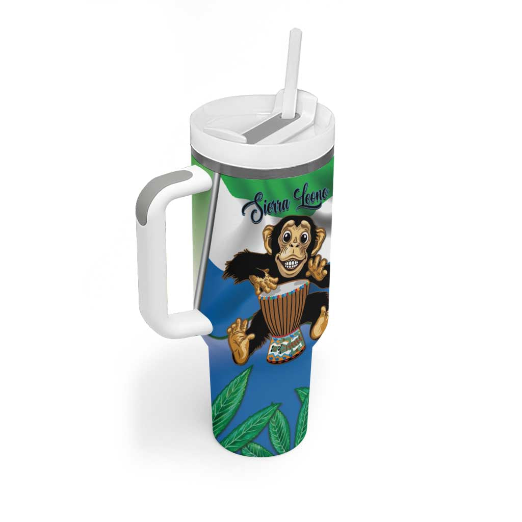 Personalised Afro Sierra Leone Tumbler With Handle Chimp With Drum - Happy Independence Day LT14