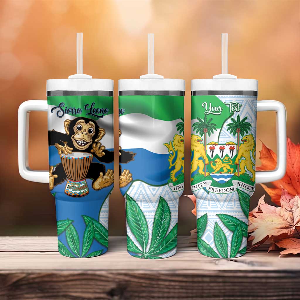 Personalised Afro Sierra Leone Tumbler With Handle Chimp With Drum - Happy Independence Day LT14