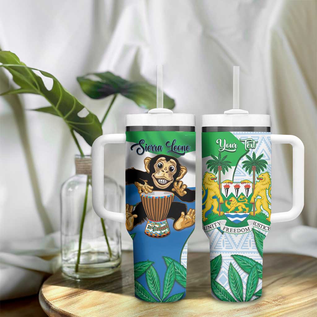 Personalised Afro Sierra Leone Tumbler With Handle Chimp With Drum - Happy Independence Day LT14