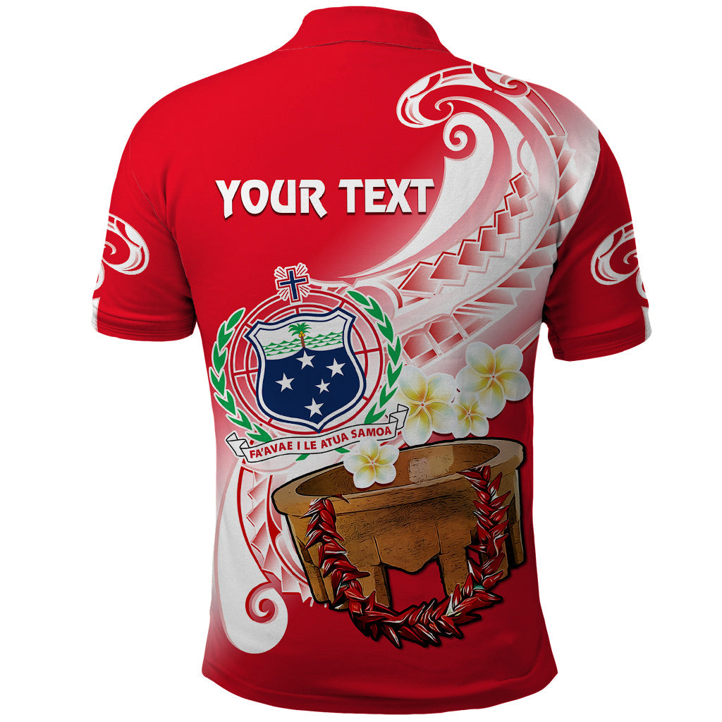 Custom Samoa Polo Shirt Ula Fala Kava Bowl Plumeria Polynesian Red LT14