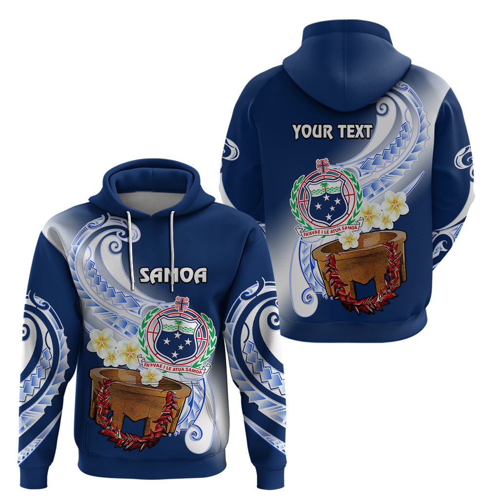 Custom Samoa Hoodie Ula Fala Kava Bowl Plumeria Polynesian Blue LT14