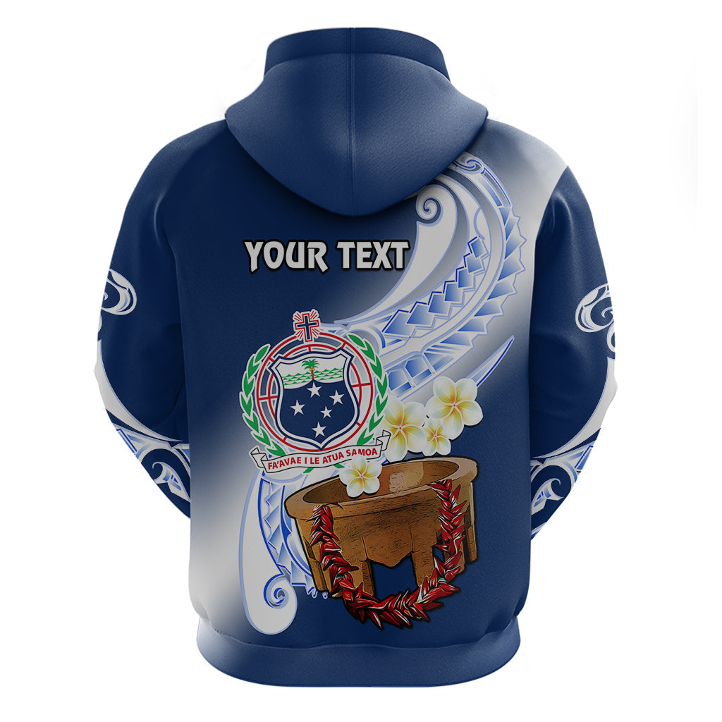Custom Samoa Hoodie Ula Fala Kava Bowl Plumeria Polynesian Blue LT14