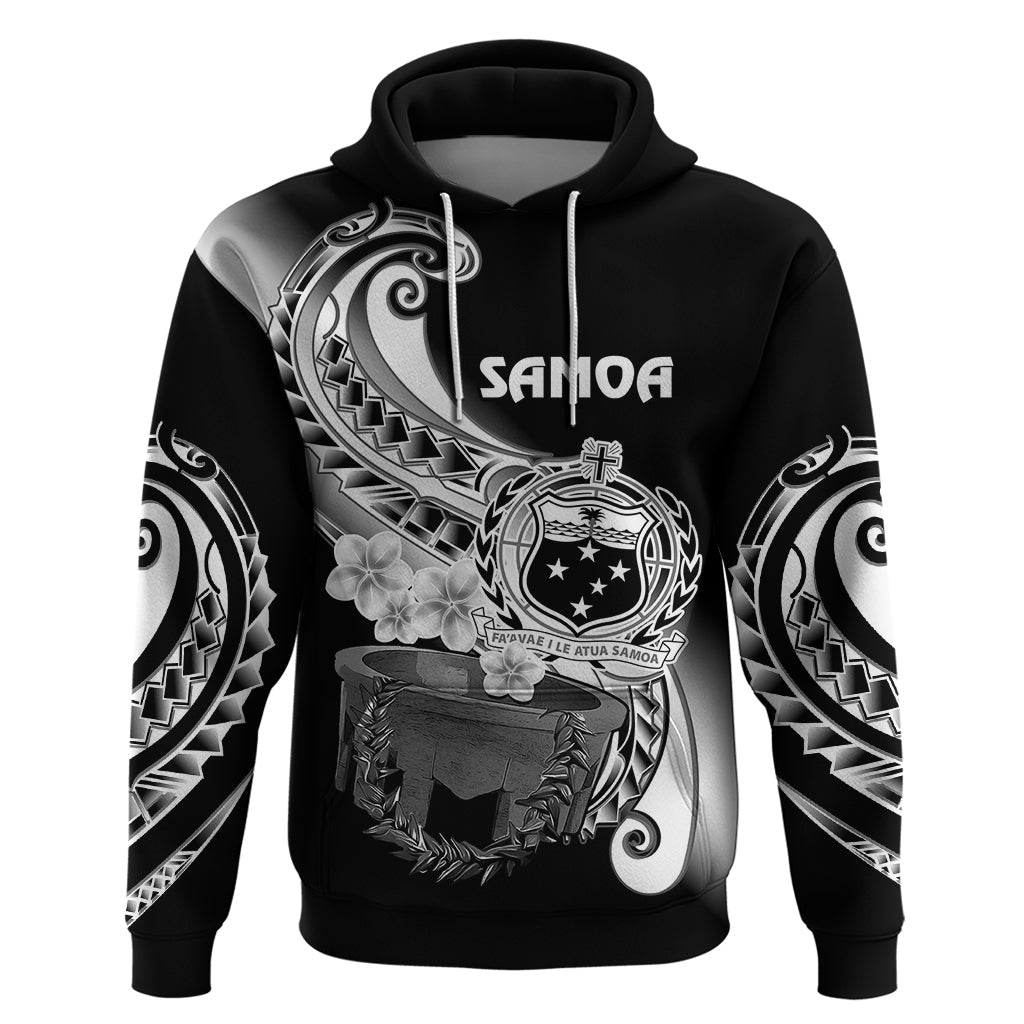 Custom Samoa Hoodie Ula Fala Kava Bowl Plumeria Polynesian Black LT14