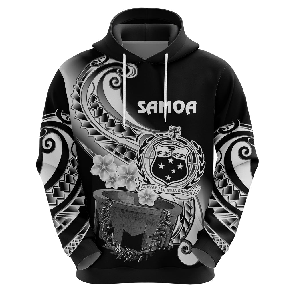 Custom Samoa Hoodie Ula Fala Kava Bowl Plumeria Polynesian Black LT14