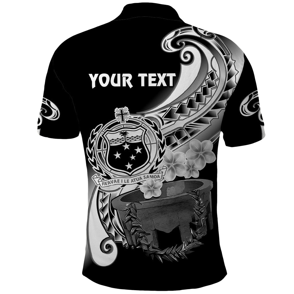 Custom Samoa Polo Shirt Ula Fala Kava Bowl Plumeria Polynesian Black LT14
