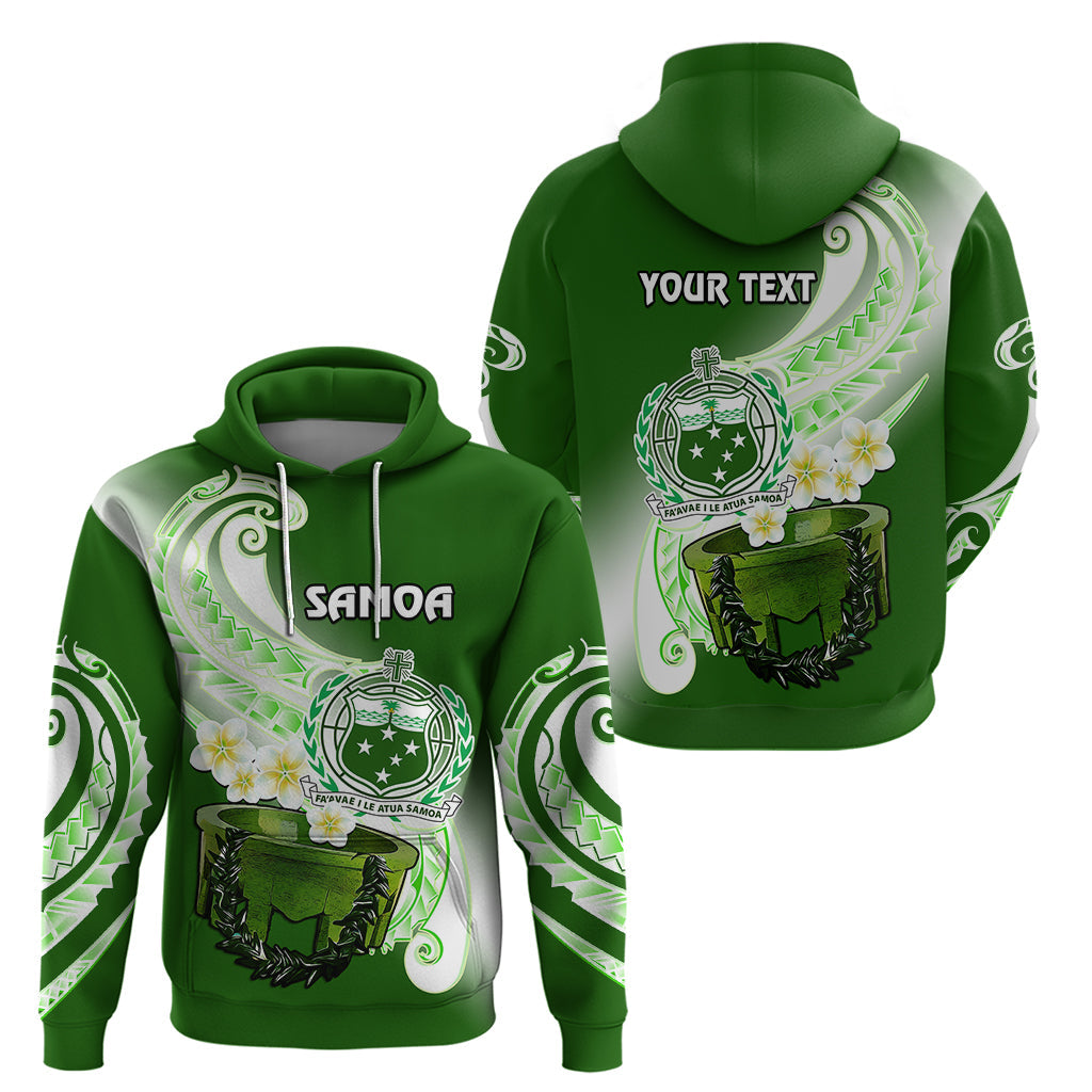 Custom Samoa Hoodie Ula Fala Kava Bowl Plumeria Polynesian Green LT14
