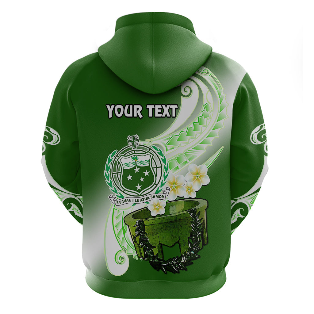 Custom Samoa Hoodie Ula Fala Kava Bowl Plumeria Polynesian Green LT14