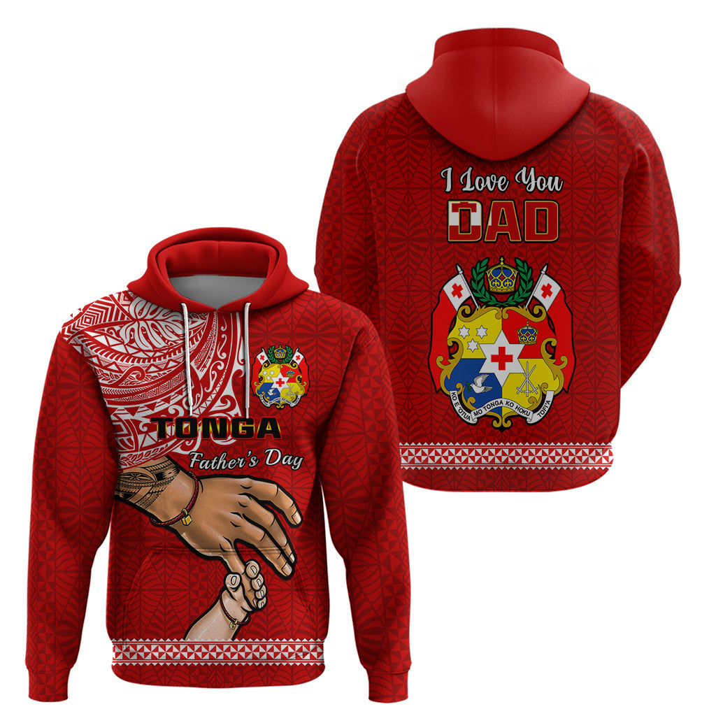 Tonga Fathers Day Hoodie Red Tongan Ngatu I Love You Dad LT14