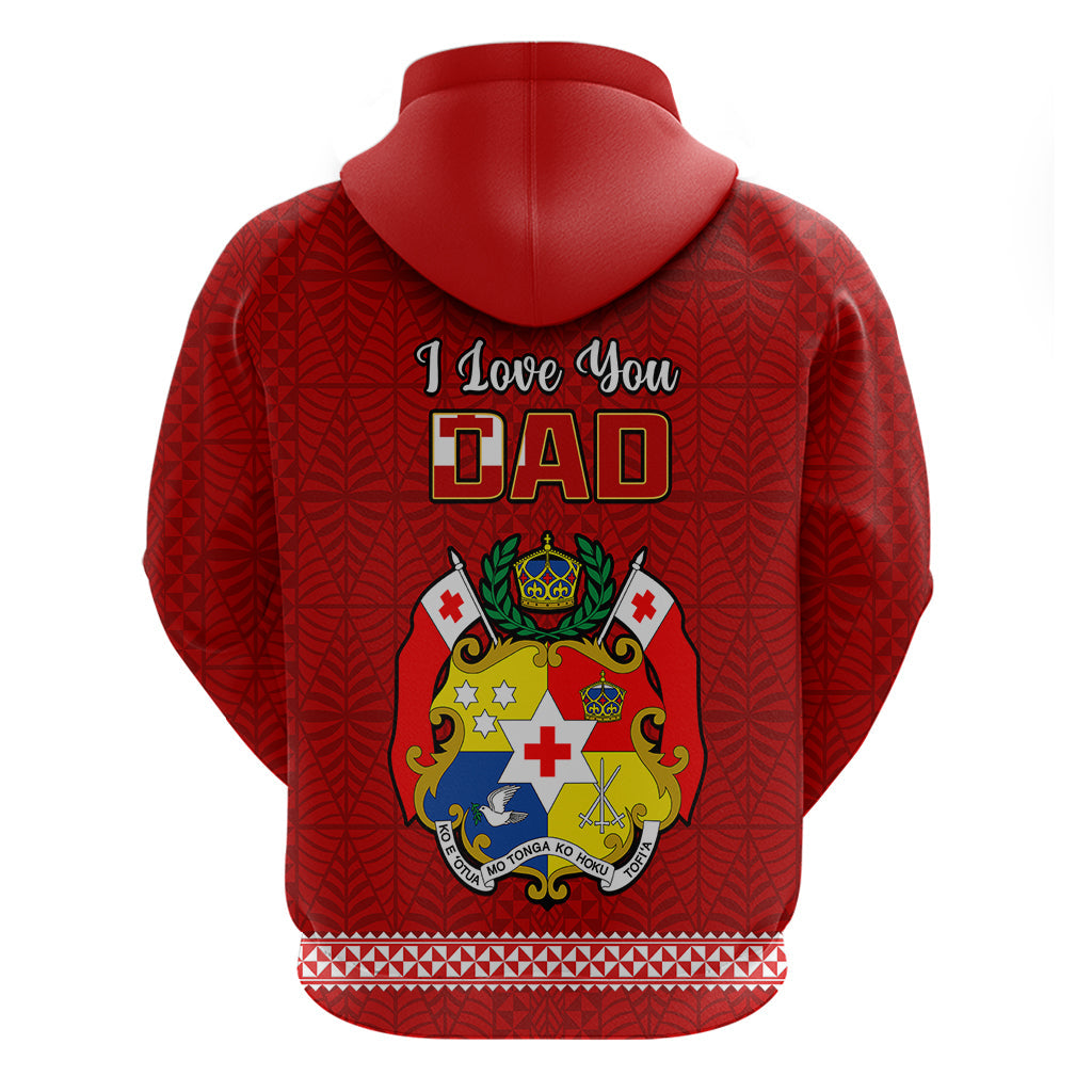 Tonga Fathers Day Hoodie Red Tongan Ngatu I Love You Dad LT14