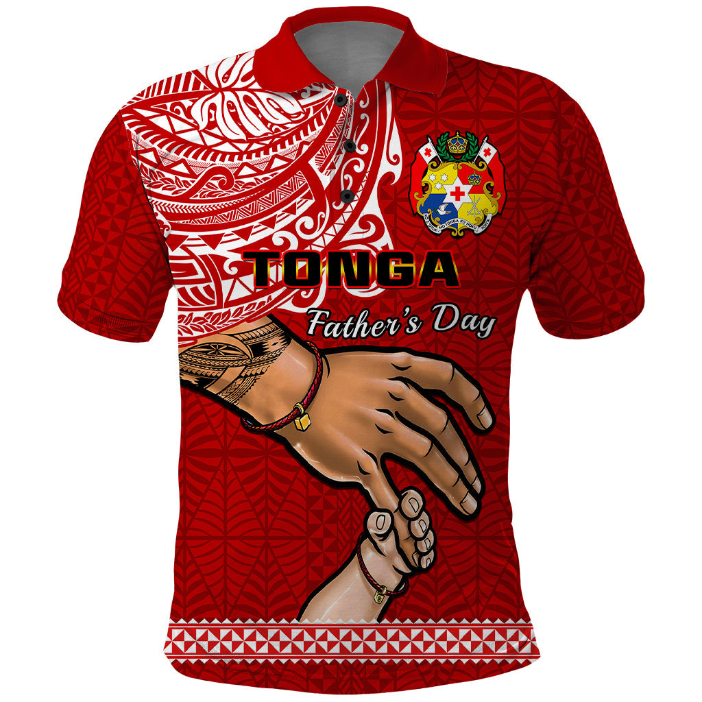 Fathers Day Tonga Polo Shirt Red Tongan Ngatu I Love You Dad LT14