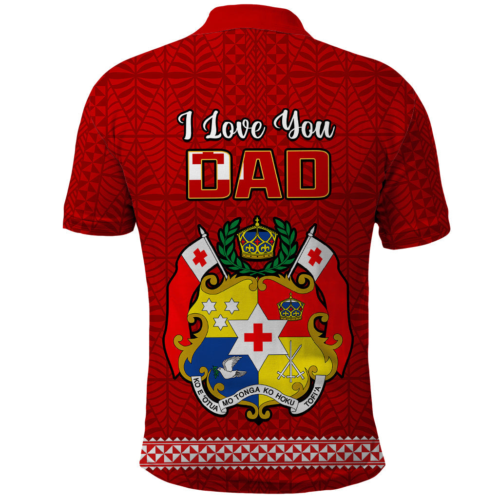 Fathers Day Tonga Polo Shirt Red Tongan Ngatu I Love You Dad LT14