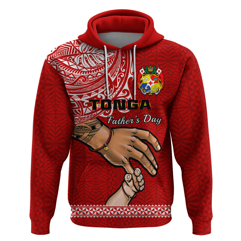 Custom Fathers Day Tonga Hoodie Red Tongan Ngatu I Love You Dad LT14