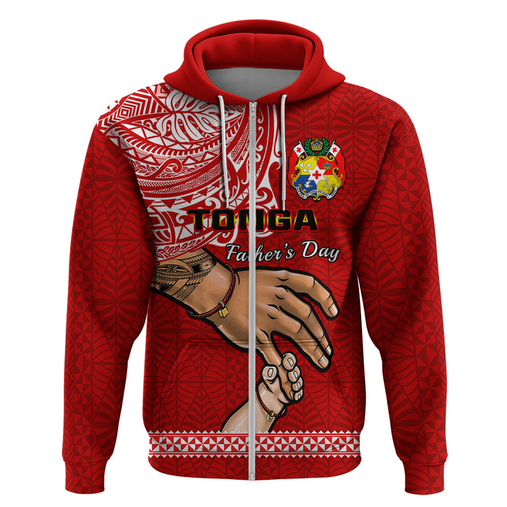Custom Fathers Day Tonga Hoodie Red Tongan Ngatu I Love You Dad LT14