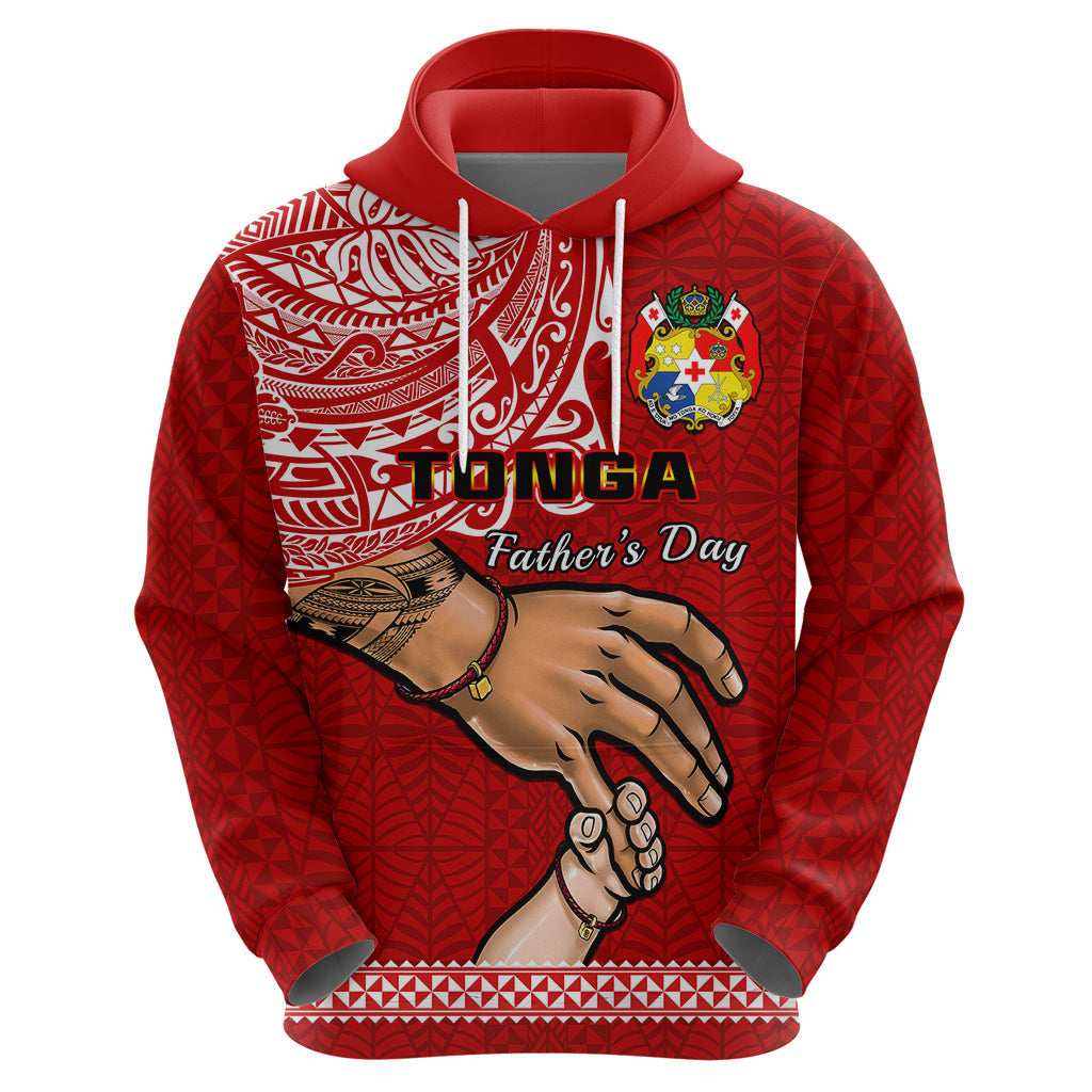 Custom Fathers Day Tonga Hoodie Red Tongan Ngatu I Love You Dad LT14