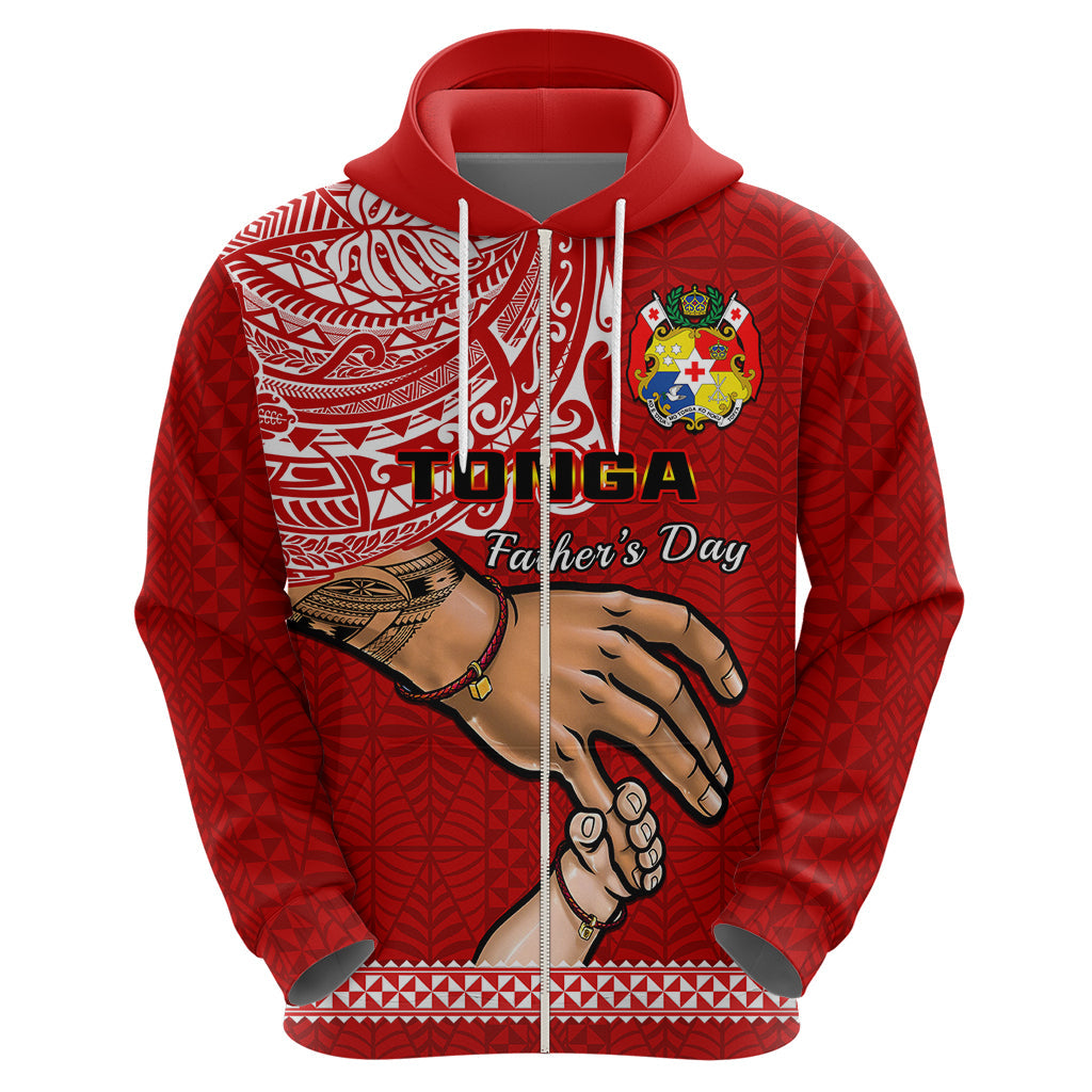 Custom Fathers Day Tonga Hoodie Red Tongan Ngatu I Love You Dad LT14