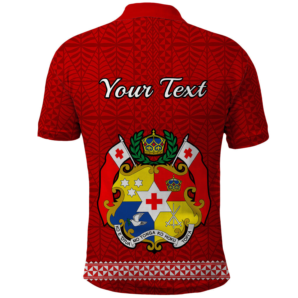 Custom Fathers Day Tonga Polo Shirt Red Tongan Ngatu I Love You Dad LT14