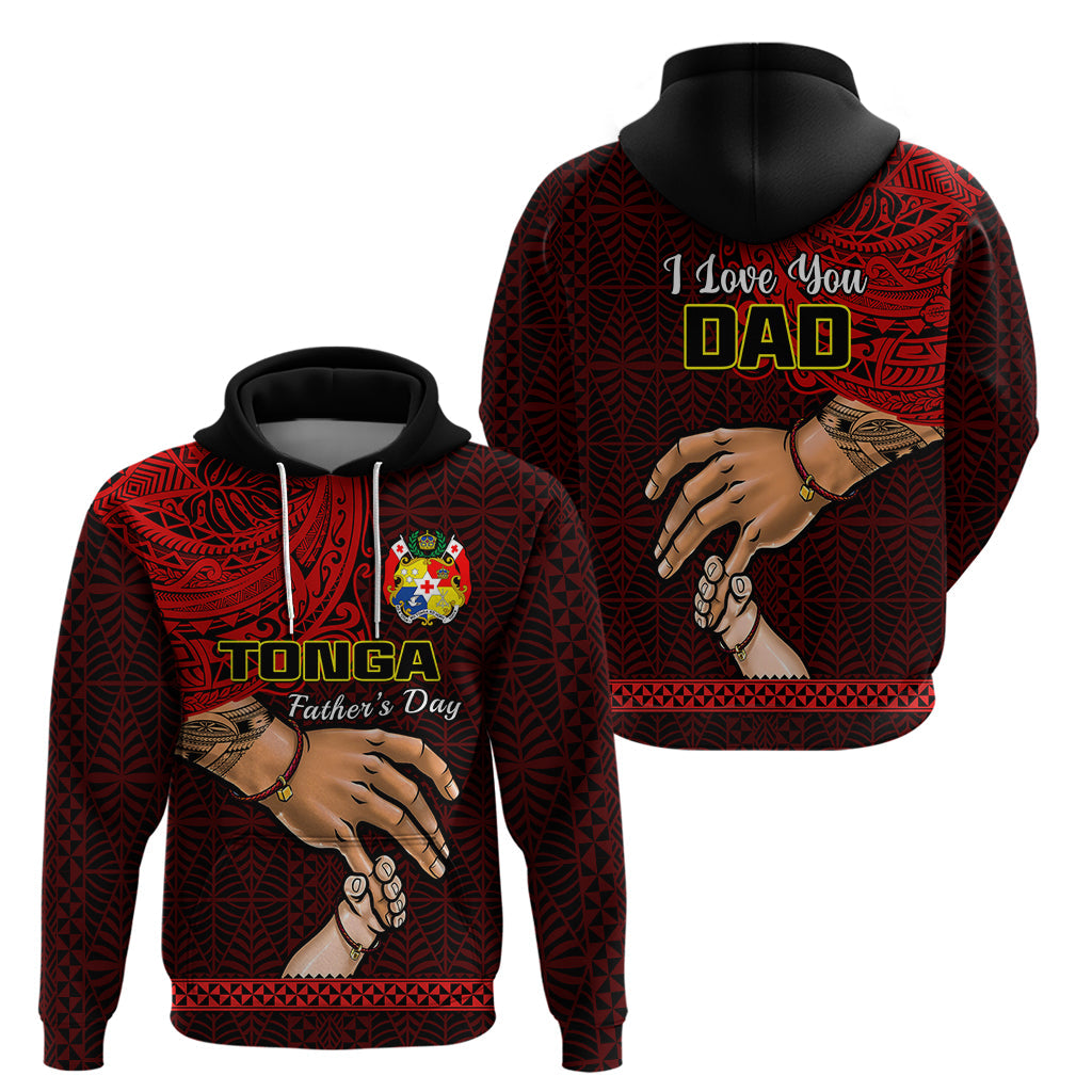 Tonga Fathers Day Hoodie Black Tongan Ngatu I Love You Dad LT14