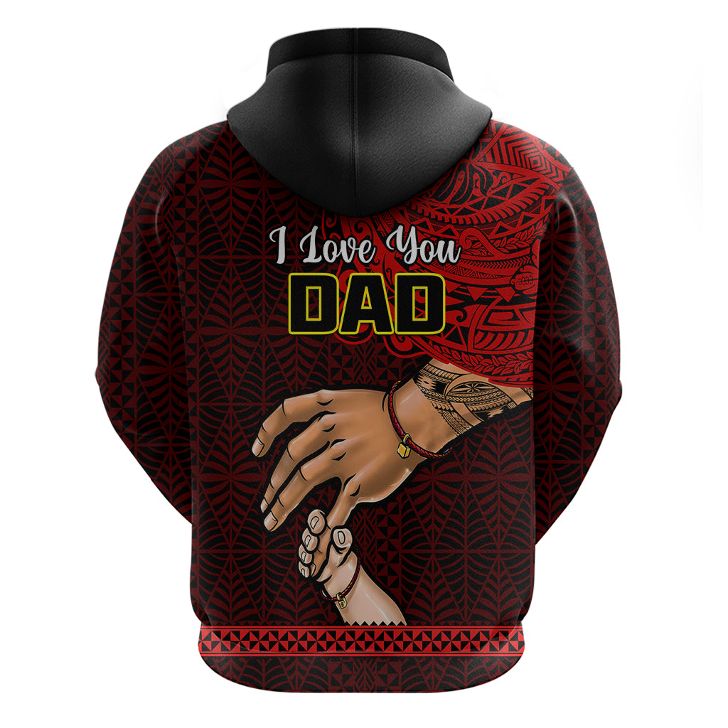 Tonga Fathers Day Hoodie Black Tongan Ngatu I Love You Dad LT14