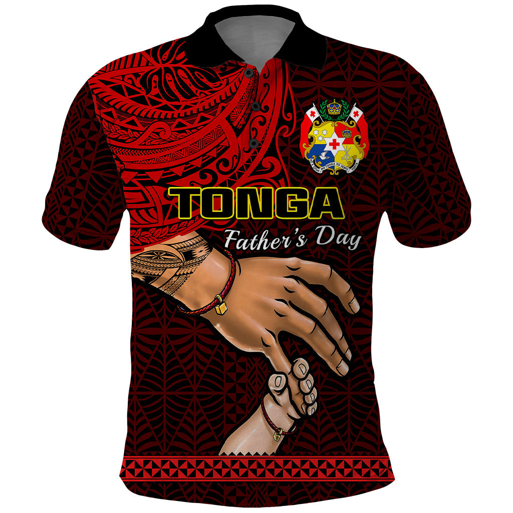 Fathers Day Tonga Polo Shirt Black Tongan Ngatu I Love You Dad LT14