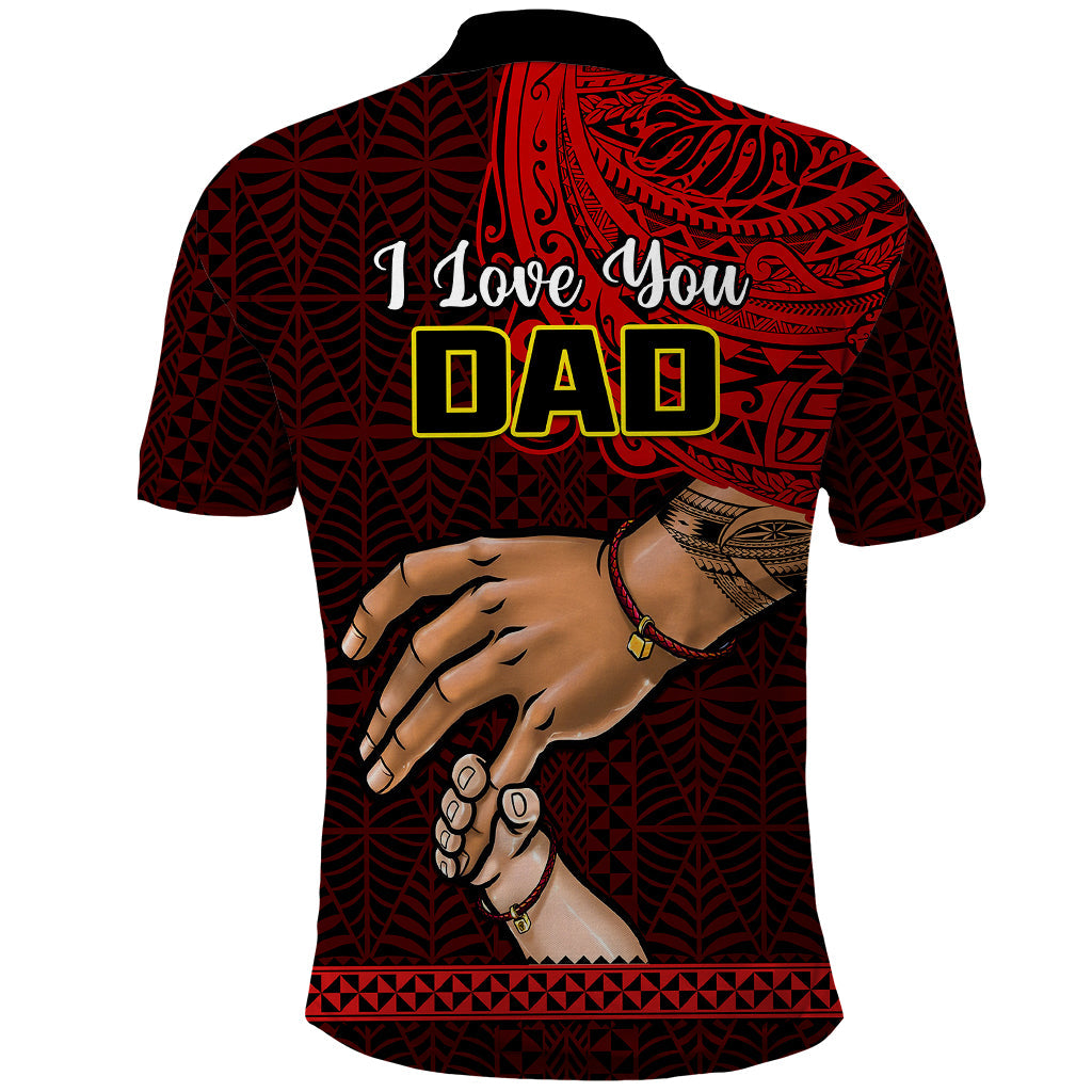 Fathers Day Tonga Polo Shirt Black Tongan Ngatu I Love You Dad LT14