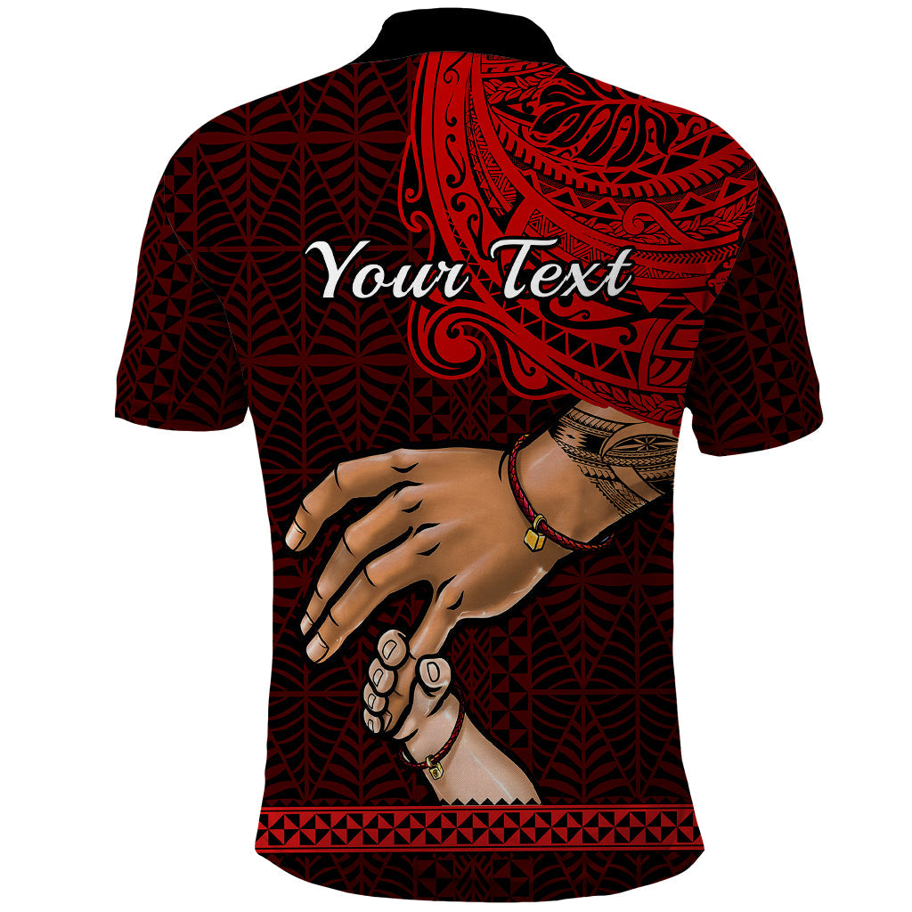 Custom Fathers Day Tonga Polo Shirt Black Tongan Ngatu I Love You Dad LT14