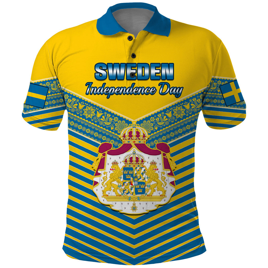 Sweden Polo Shirt Swedish Independence Day Scandinavia Pattern LT14