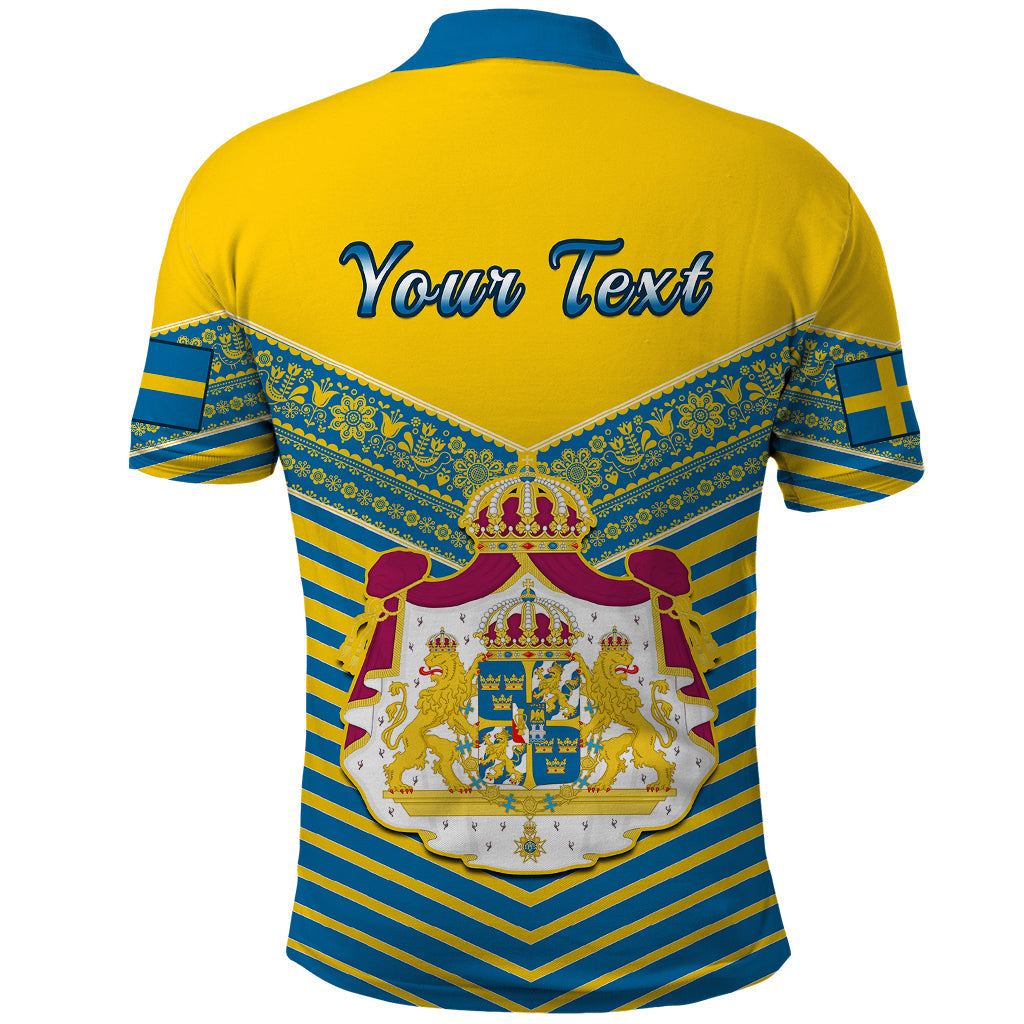 Personalised Sweden Polo Shirt Swedish Independence Day Scandinavia Pattern LT14