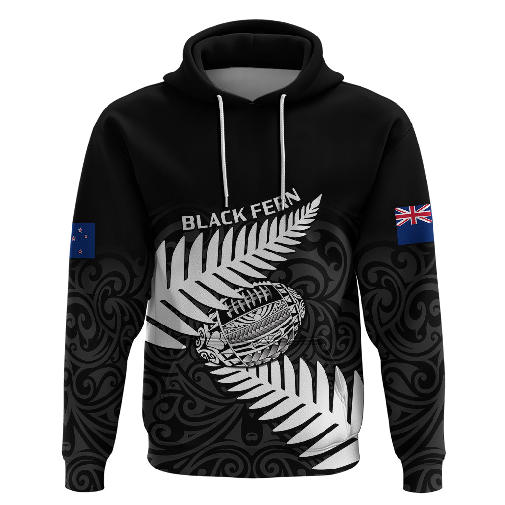 Personalised Aotearoa Rugby Hoodie Go Black Fern Pacific NZ Maori 2023 LT14